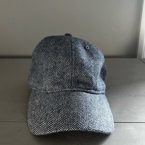 JCrew Wool Blue Herringbone Cap
